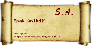 Spak Anikó névjegykártya