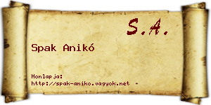 Spak Anikó névjegykártya